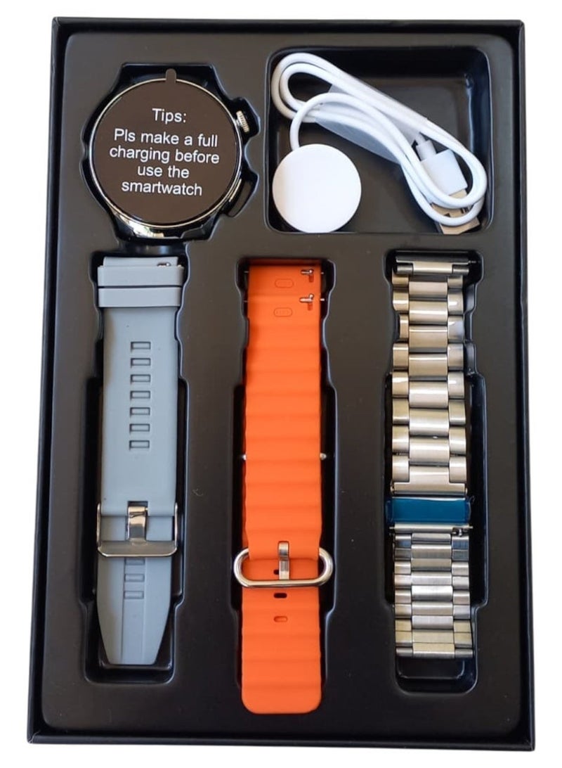 ام كي ساعه MK 27 الذكيه بشاشه كبيرة عاليه الدقه لتعطيك تجربه رائعه , تدعم استقبال المكالمات مباشرة من الساعه والاشعارات والتنبيهات الذكيه , مع العديد من المميزات الصحيه مثل تتبع النوم وقياس نبض القلب وغيرها مع 3 احزمه مرفقين للتبديل - Image 2